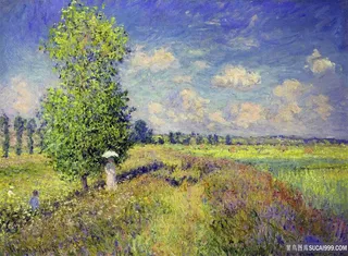 夏天，罂粟地唯美风景画油画