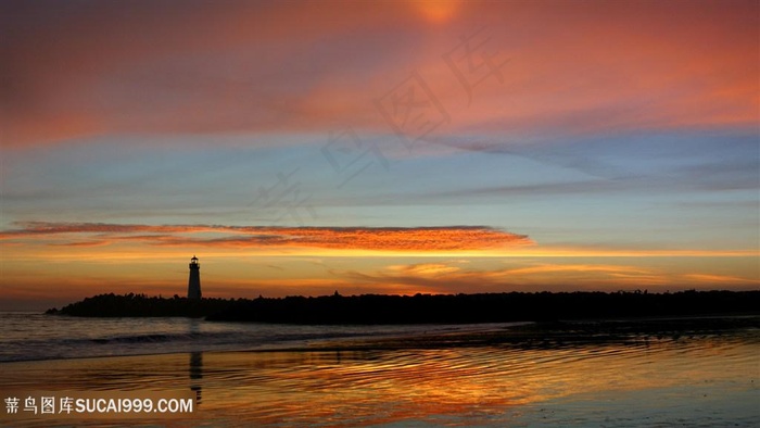 黄昏湖畔美景壁纸