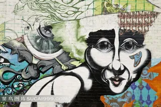 墙壁上的涂鸦喷绘作品艺术摄影高清图片