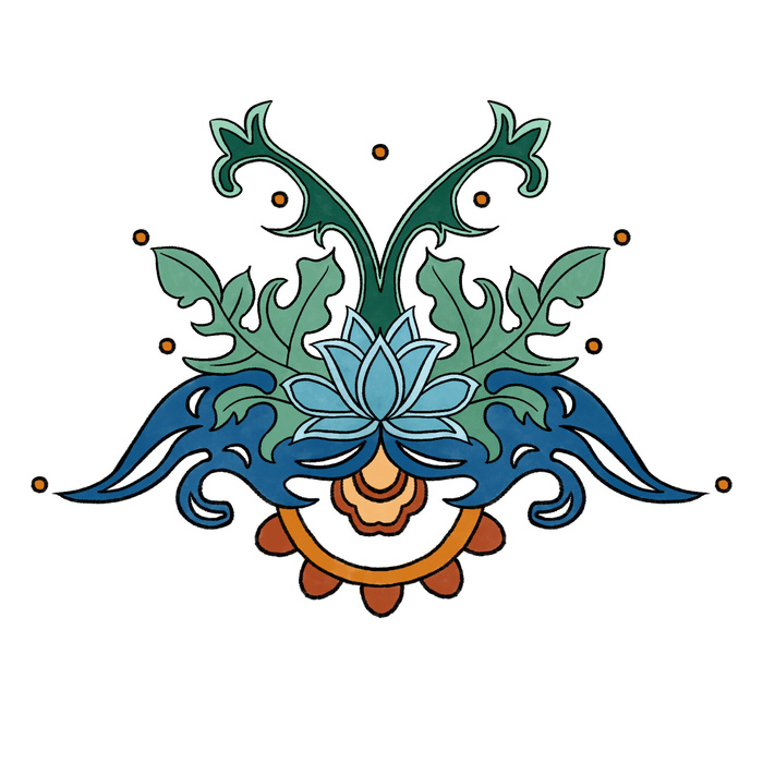 复古中国风国潮敦煌花纹花草插画手绘装饰小元素PSD素材psd模版下载