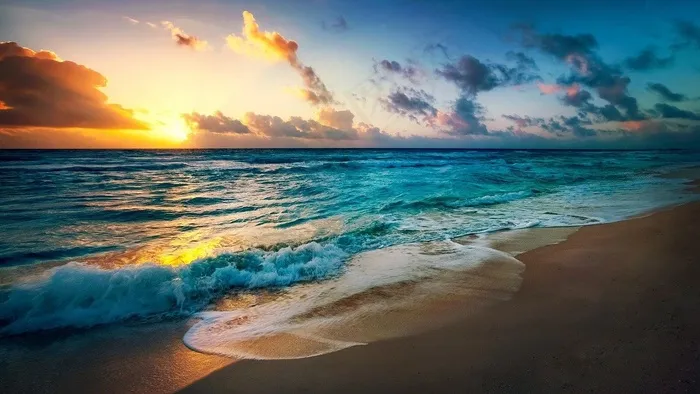 海滩, 太阳, 晚上, 夏天, 海, 假期, 海洋