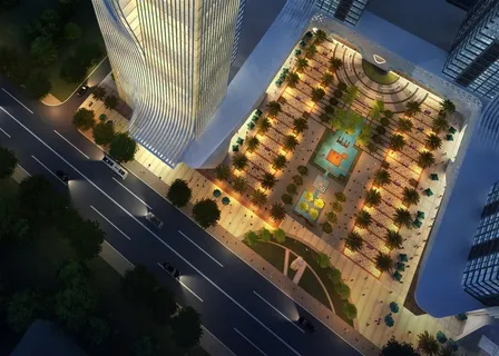 办公楼*广场夜景俯瞰效果