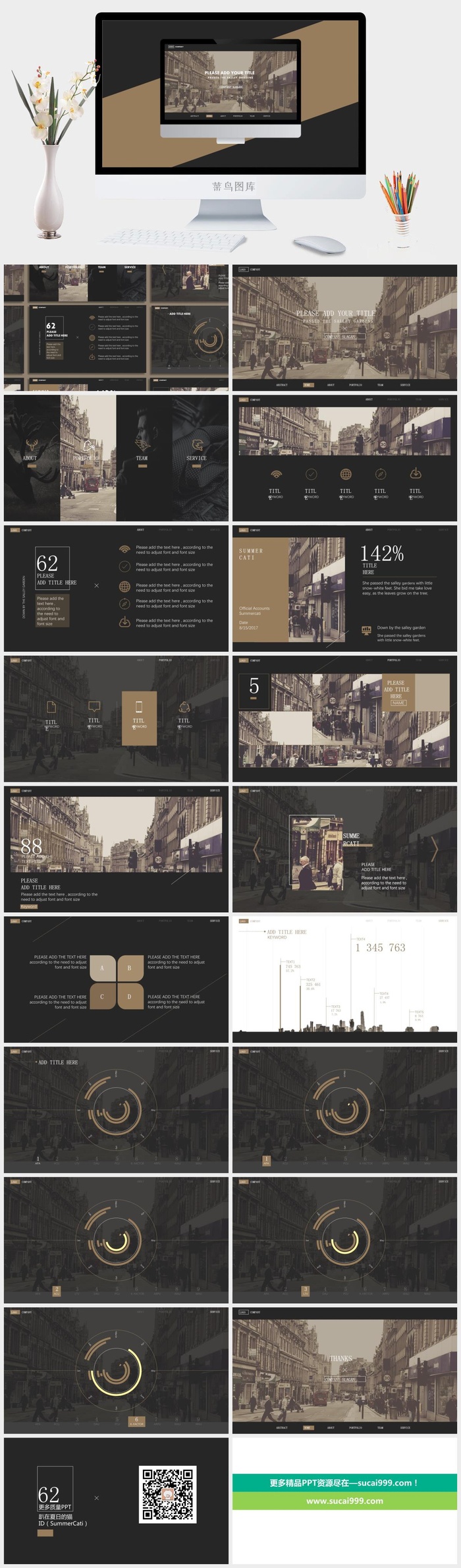 稳重高端咖啡色欧美杂志风商务工作汇报ppt模板