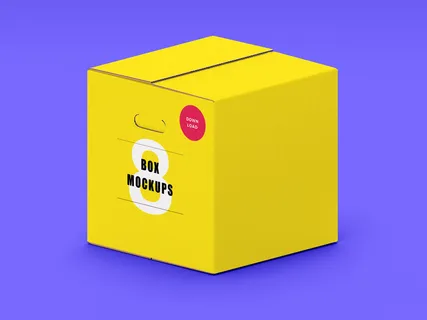 快递包裹包装纸盒牛皮纸智能贴图样机