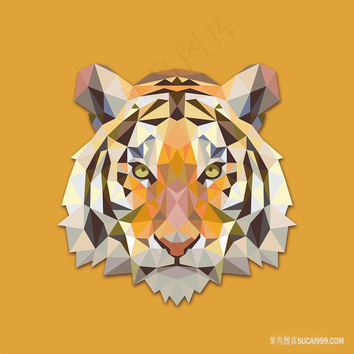 唯美老虎头矢量插画