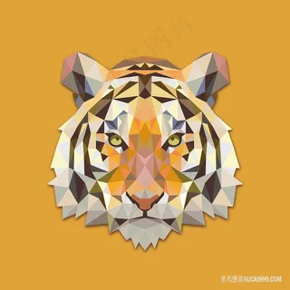 唯美老虎头矢量插画