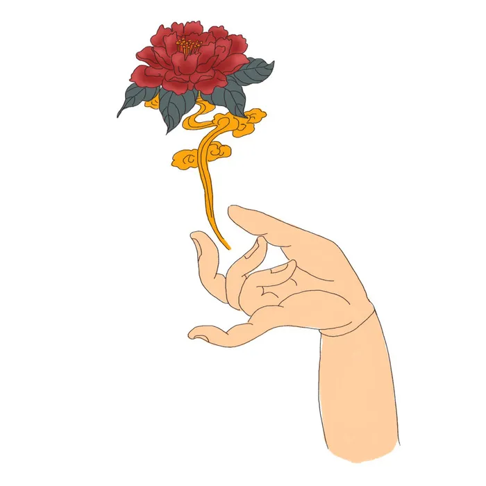 禅意佛手拈花指莲花佛珠敦煌文化线描稿国潮风元素设计模板素材psd模版下载