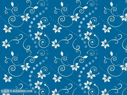 蓝色背景白色印花