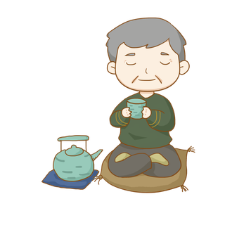 喝茶中老年人单层免抠素材