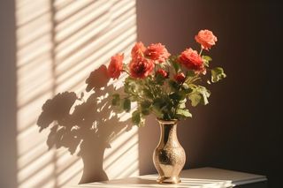 落日室内鲜花投影摄影