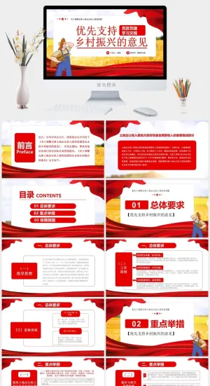 党建优先支持乡村振兴的意见PPT模板预览图