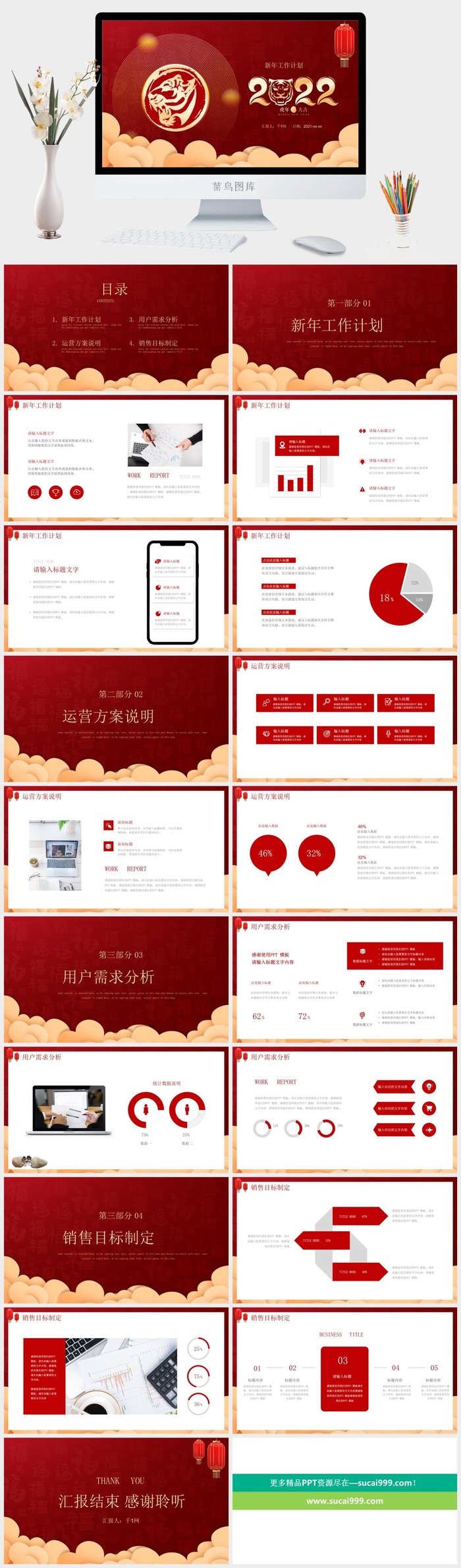 虎年新年年终工作总结PPT