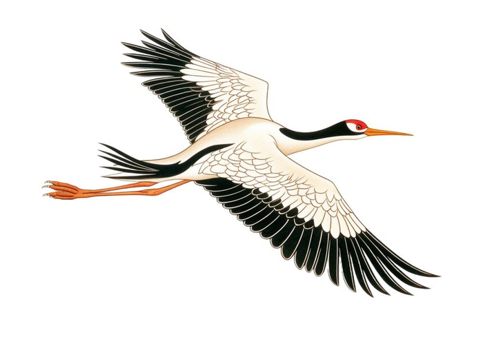 国潮插画白鹤鸟