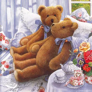 玩偶熊客厅油画装饰画