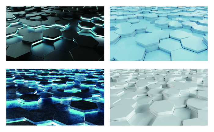 炫酷3D六边形金属发光背景PSD分层素材