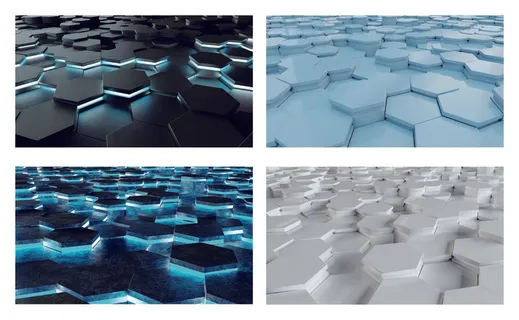 炫酷3D六边形金属发光背景PSD分层素材