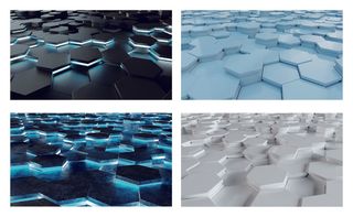 炫酷3D六边形金属发光背景PSD分层素材