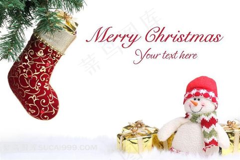 圣诞节卡片背景圣诞袜与雪人高清图
