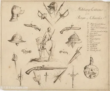 米莱斯手绘枪刀骑士帽子装饰画