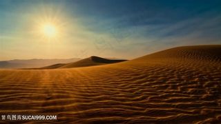 夕阳下的沙漠美景风景图片
