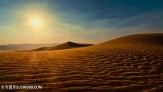 夕阳下的沙漠美景风景图片