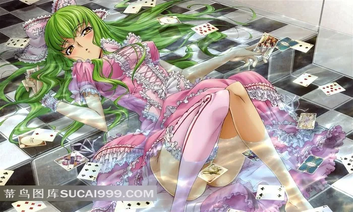 躺着的性感动漫美少女插画