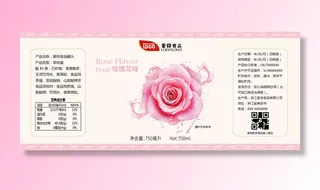 玫瑰花味饮料不干胶标签贴纸