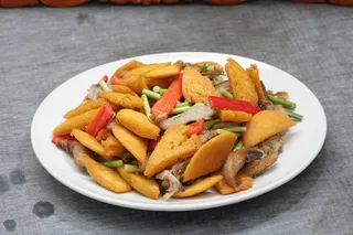 鲅鱼干炒饼子  18元 (2)