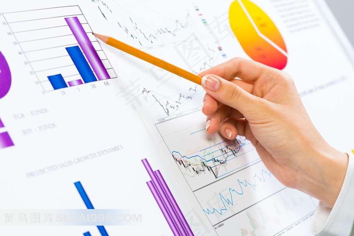 拿铅笔指着图表照片