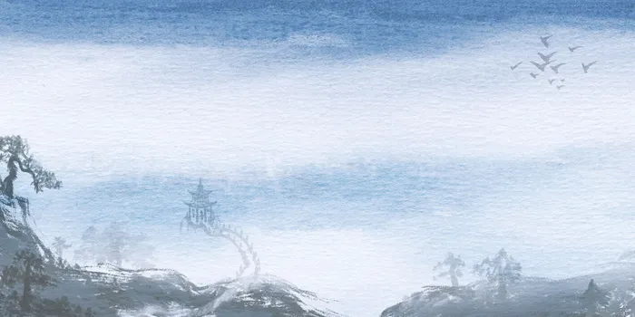 中国风传统水墨古风古典展板边框工笔画PS海报背景平面设计素材psd模版下载