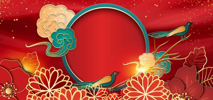 中国国潮宫廷风复古典祥云banner海报中式背景PSD设计素材