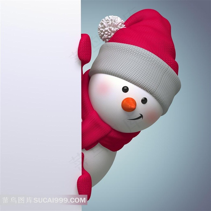 调皮的3D圣诞小雪人设计图片