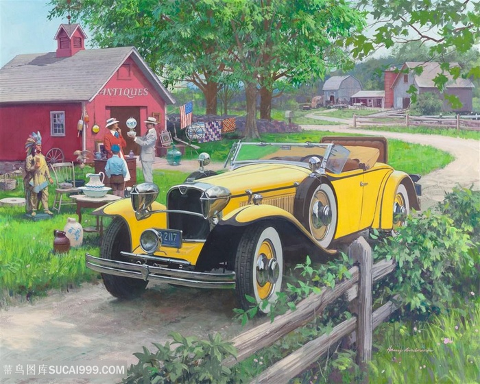 高清唯美道路经典老爷车美景