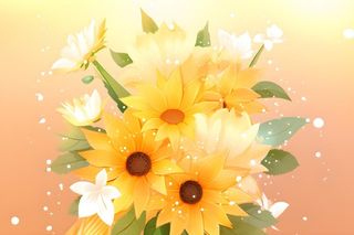 黄色渐变清新鲜花背景