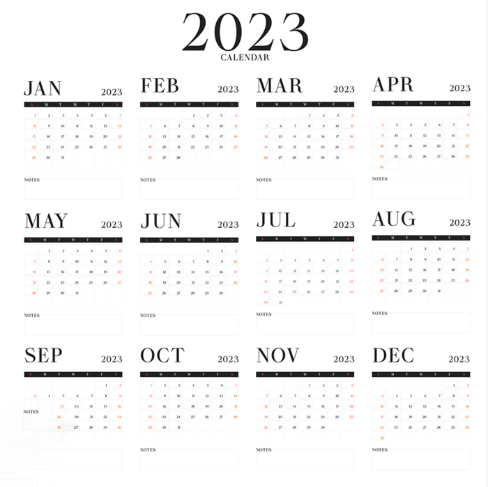 2023日历 2023年挂历 兔年日历 ai矢量模版下载