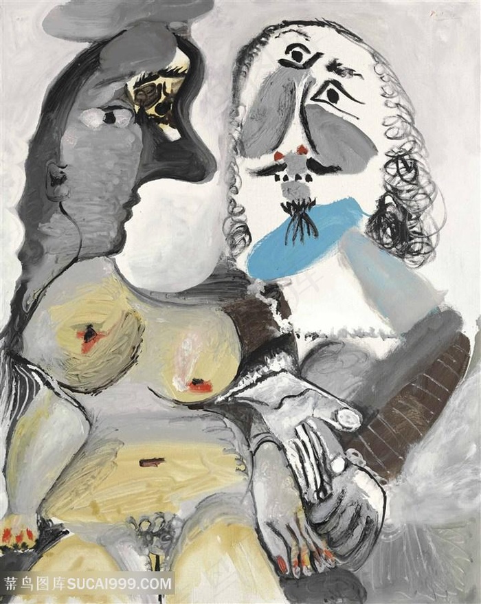 毕加索抽象男女水墨装饰画