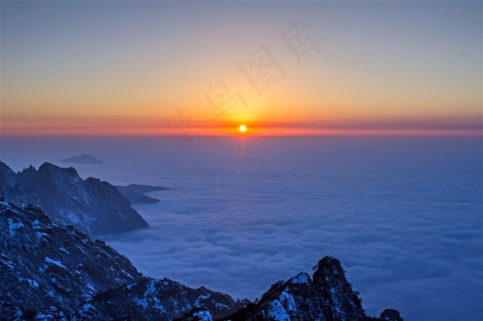 黄山云海落日