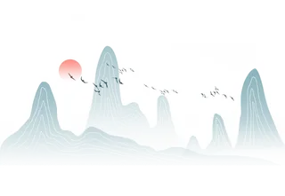 清明元素古风中式清明节山水画中国风