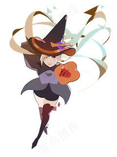 卡通万圣节手绘人物小女孩