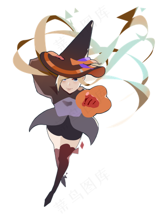 卡通万圣节手绘人物小女孩