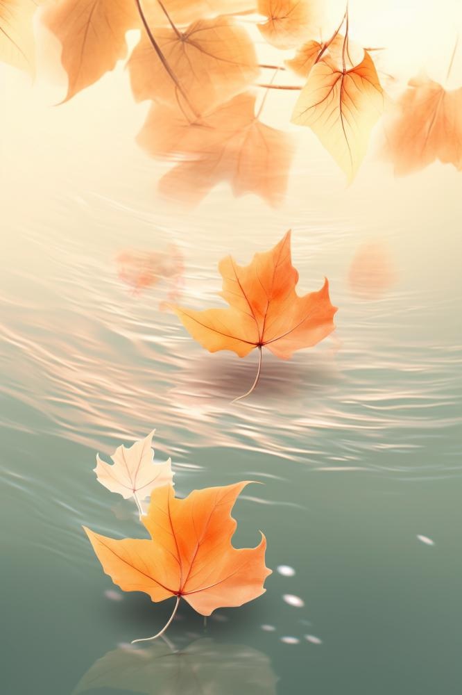 简约银杏叶金鱼简约秋叶背景