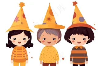 儿童卡通插画圣诞节庆祝欢乐背景