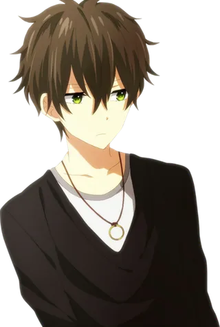 黄发短发男孩素材黑衣简笔