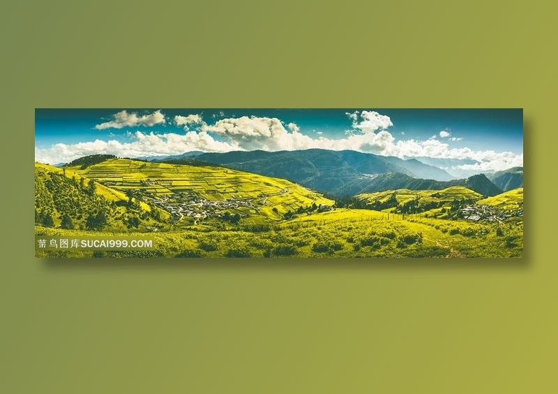 天空白云山峦植被风景摄影高清图片