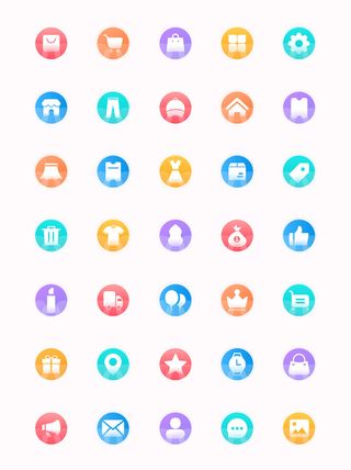 彩色icon手机线性小图标UI素材AI矢量图psd设计源文件app菜单分类