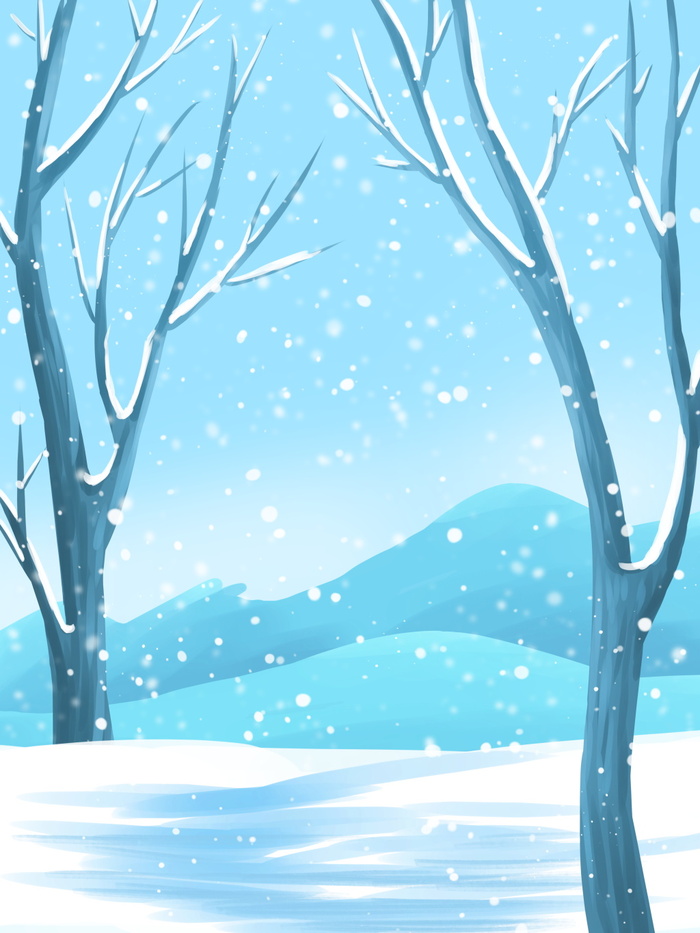 唯美小清新雪花冬天背景素材