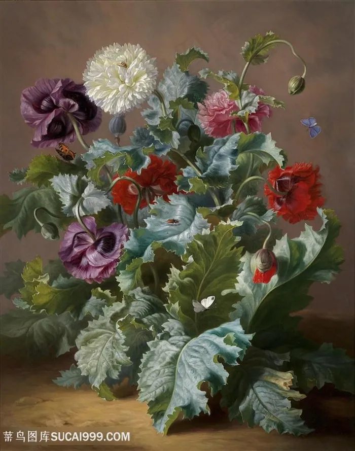 静物唯美花卉植物油画图片
