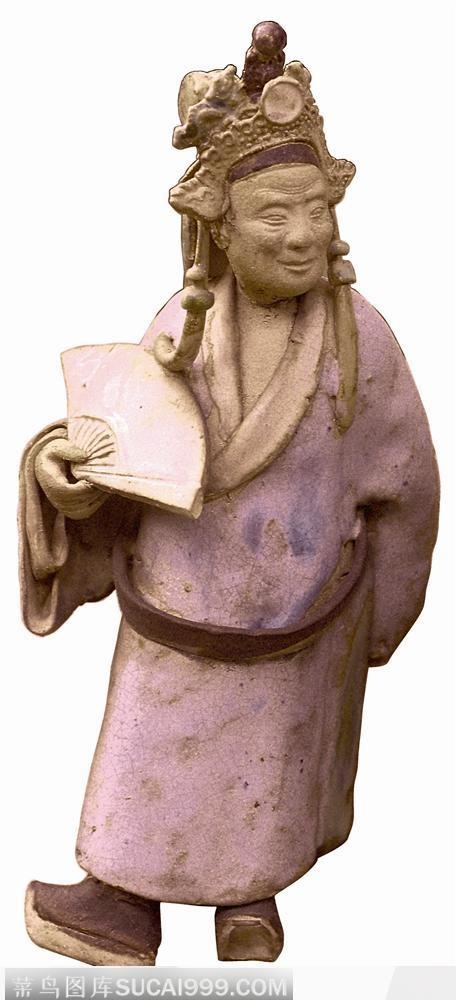 陈家祠陶塑-拿着扇子的文官