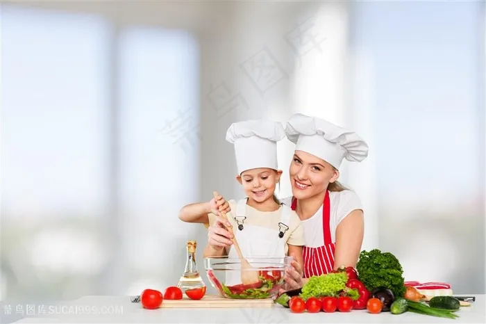 母子厨师高清图片