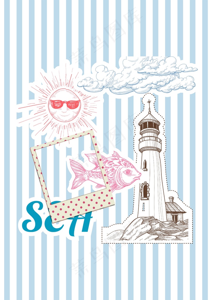 海边灯塔 旅游日记 云彩太阳